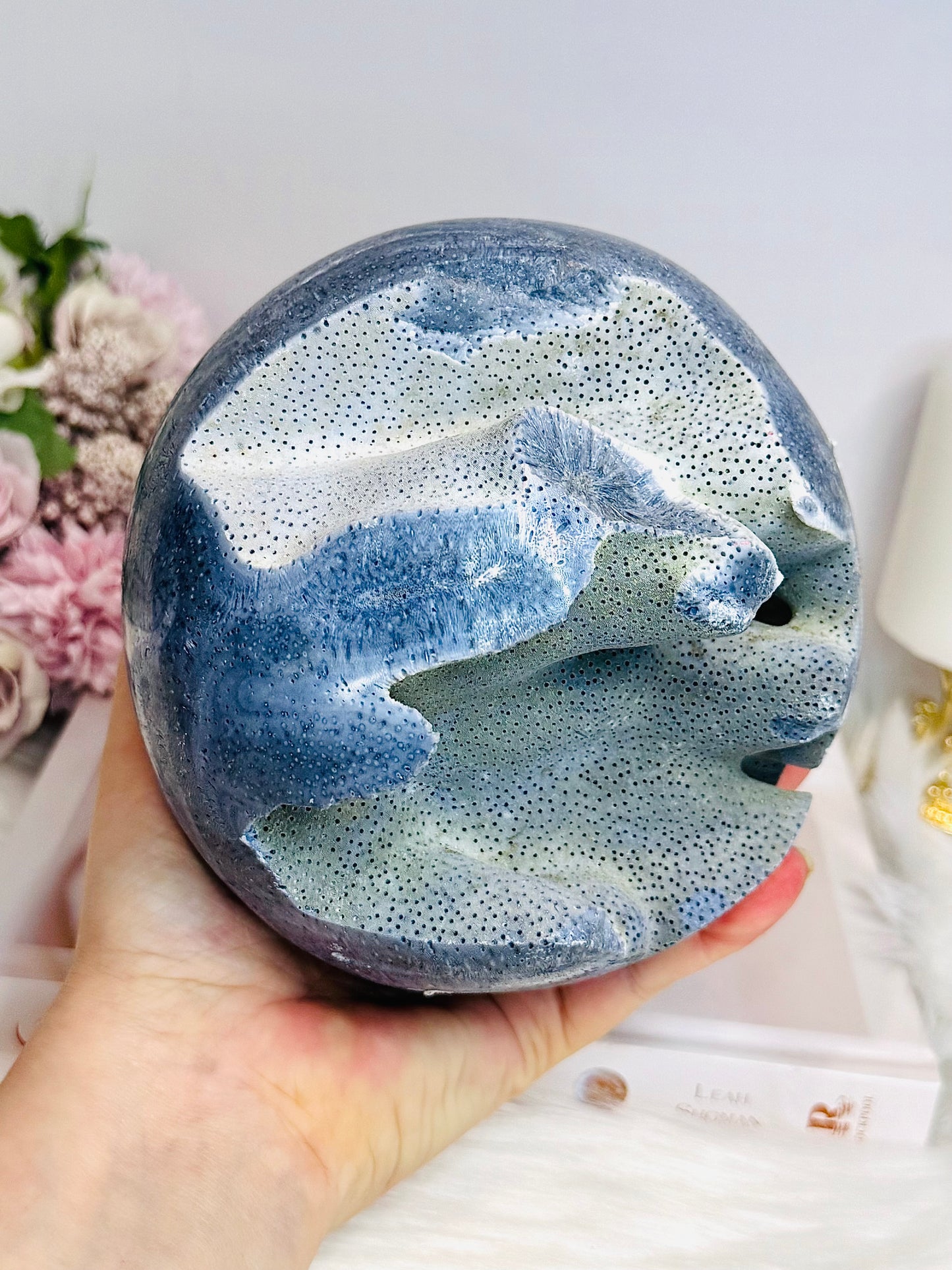 Huge Rare Natural Blue Coral Fossil Sphere 2.16KG
