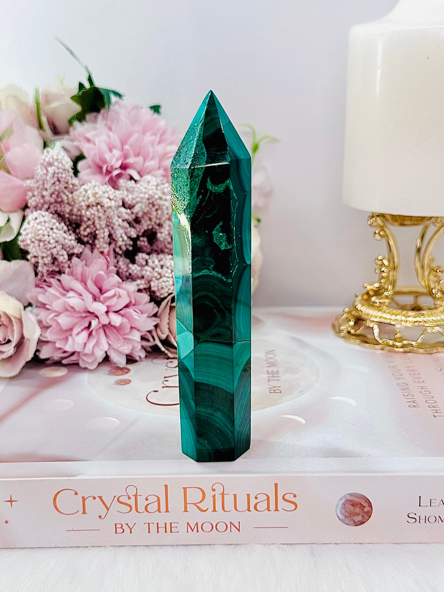 Emotional Healing ~ Absolutely Divine Tall 12cm AAA High Grade Natural Malachite Tower From Congo Simply Spectacular!!