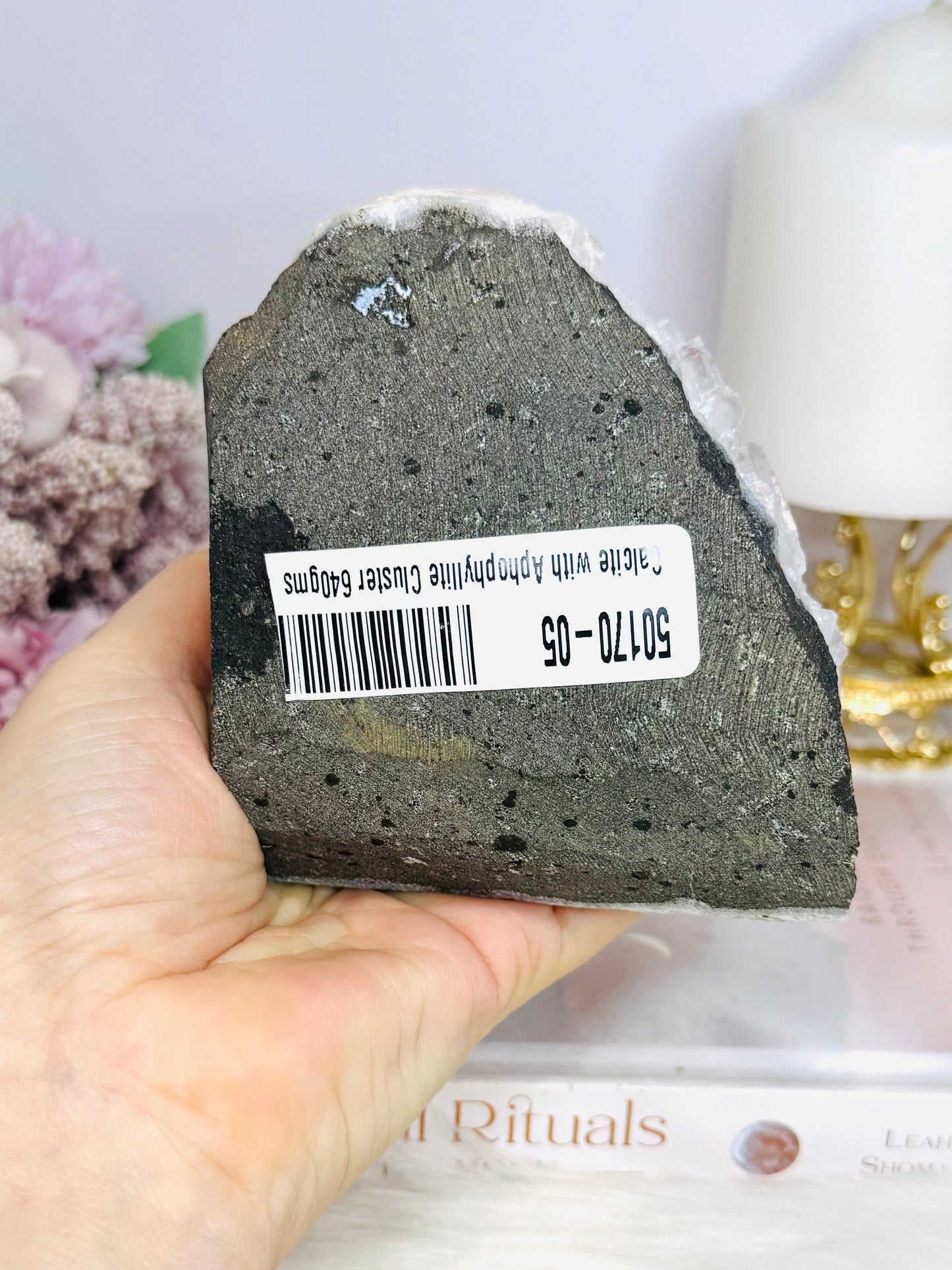 Large Natural Apophyllite with Calcite Freeform 640g
