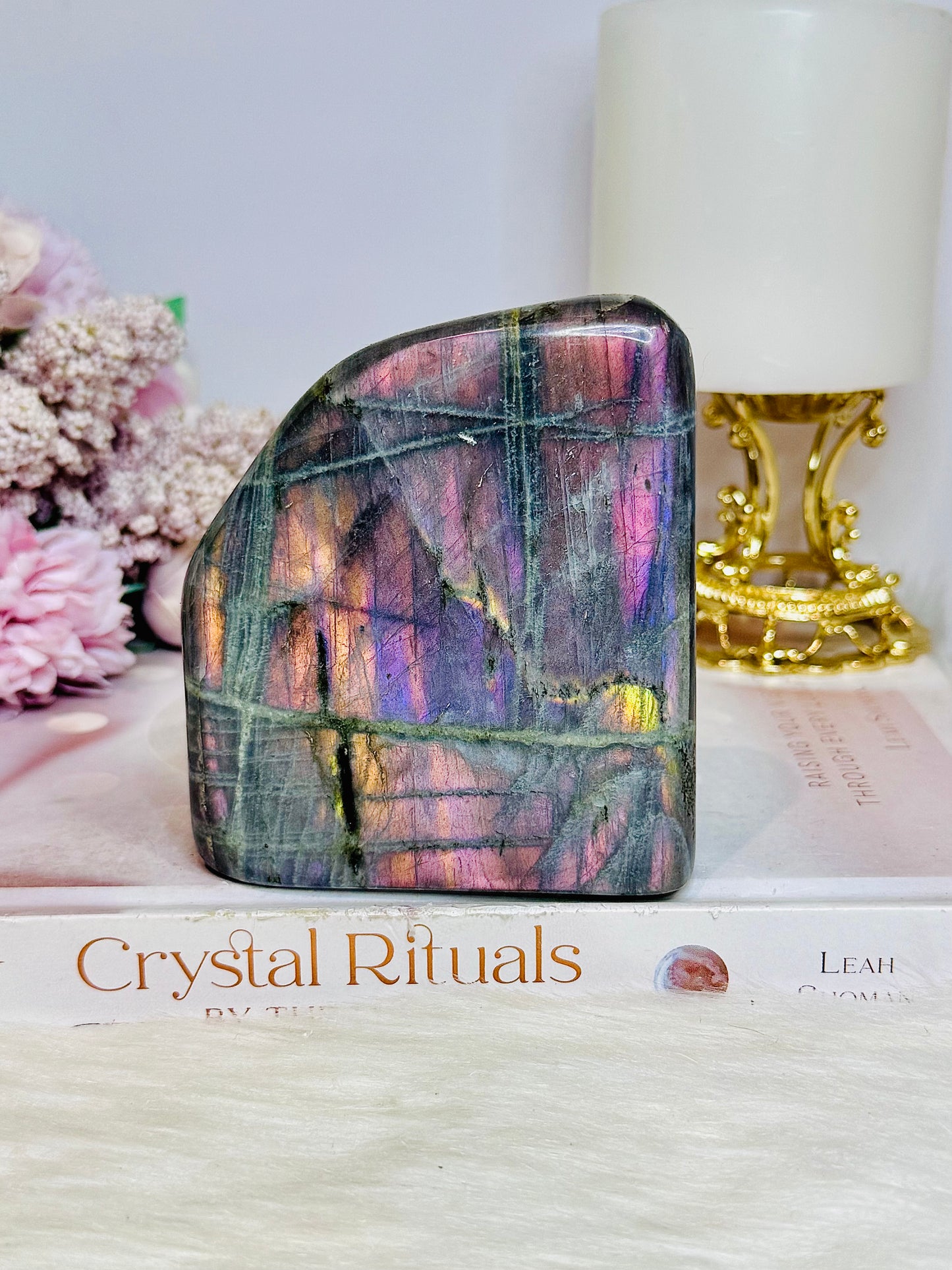 Labradorite Freeform with Pink & Purple Flash 9cm 475g