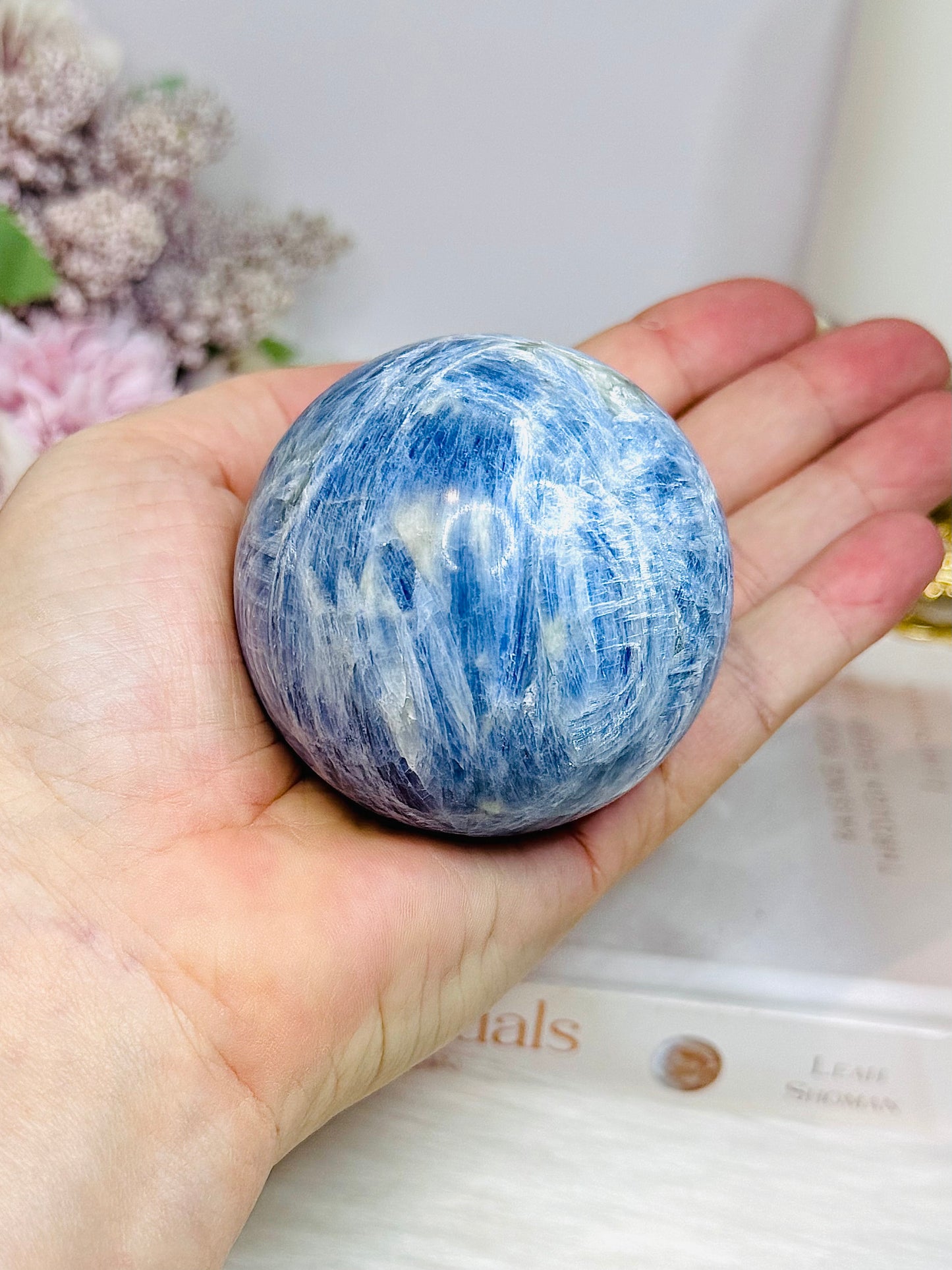 Blue Kyanite Sphere on Stand 397g On Stand
