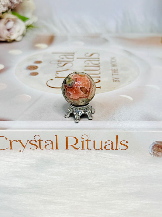 Mini Rhodochrosite Sphere on Stand