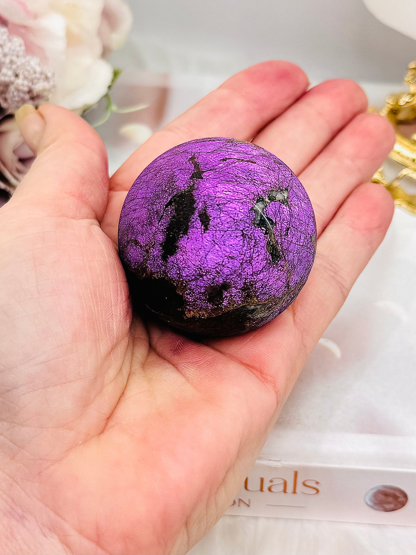 A Rare Stone ~ Stunning 173gram Flashy Purpurite Sphere On Stand