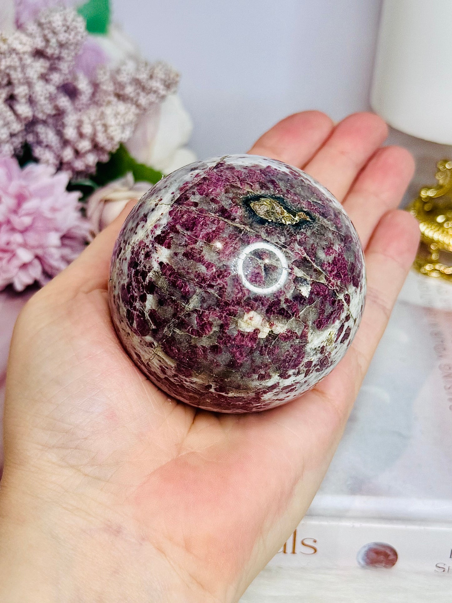 Pink Tourmaline Large Sphere On Stand 386g