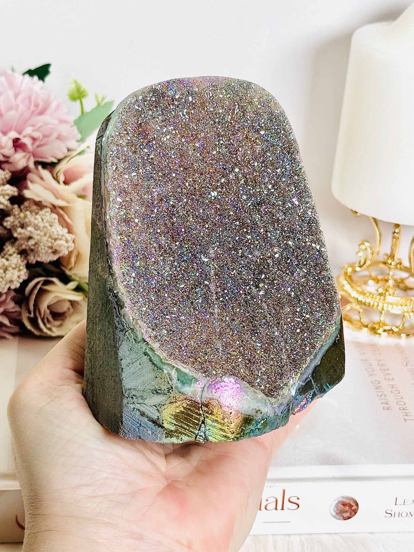 Bright Sparkling Angel Aura Amethyst Base Cut Cluster 11cm 731grams