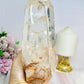 High Grade Clear Quartz Twin | Double Tower with Rainbows on Stand 18.5cm 961g