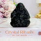 For Protection ~ Beautifully Carved 7cm Silver Sheen Black Obsidian Buddha