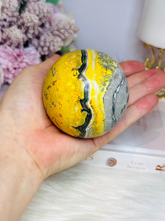 High Grade Large Bumblebee Jasper Sphere on Stand 423g