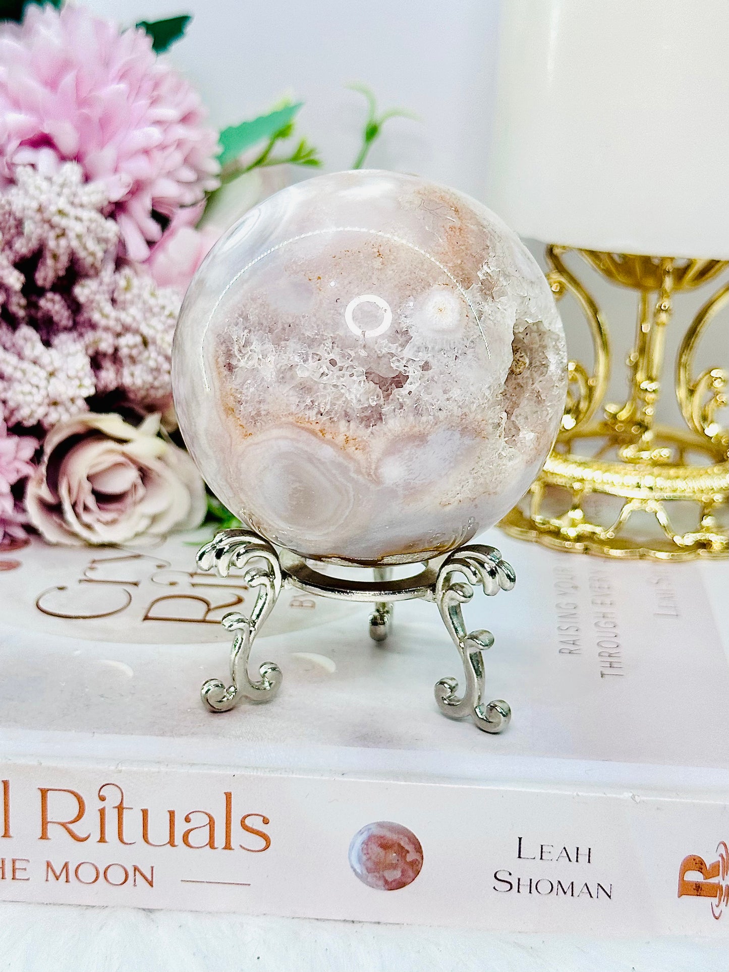 ⚜️ SALE ⚜️ Absolutely Stunning Druzy Pink Amethyst Sphere on Stand 320grams