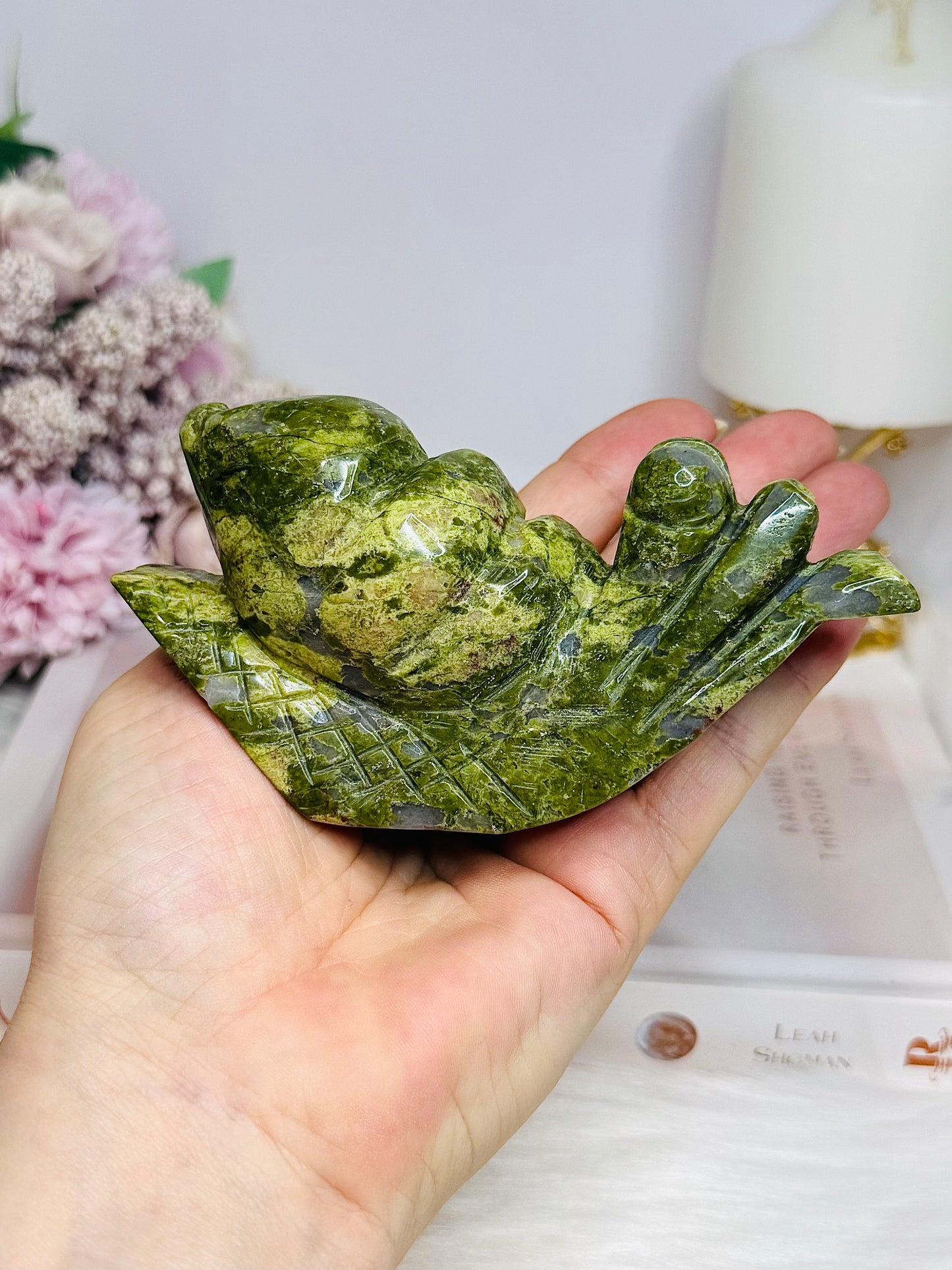 Chunky Large Green Jade Snail 11.5cm 296g