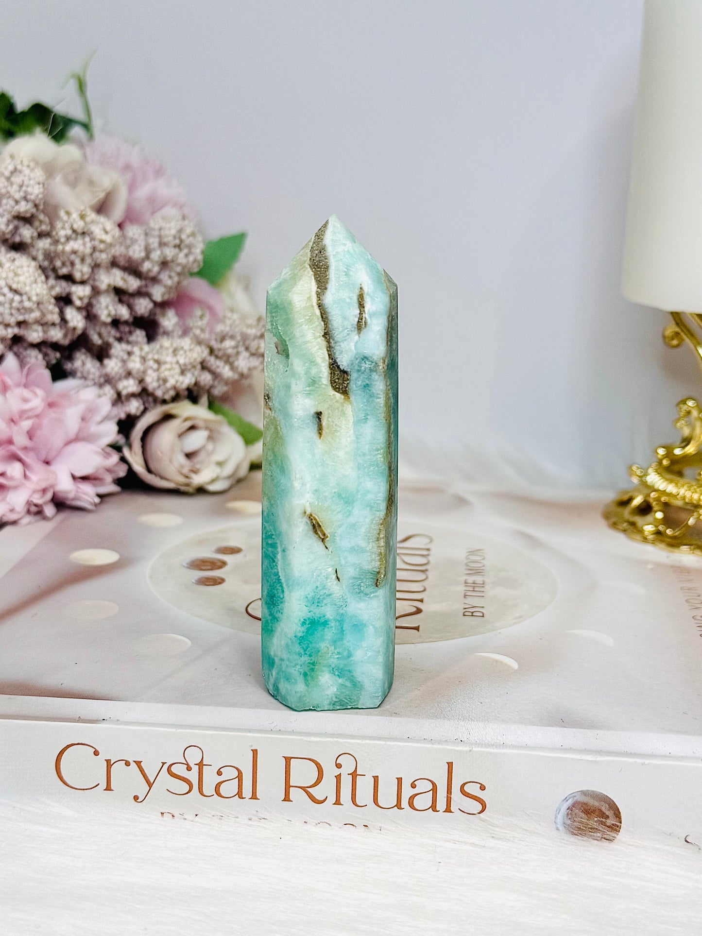 Blue Hemimorphite Druzy Tower 9cm