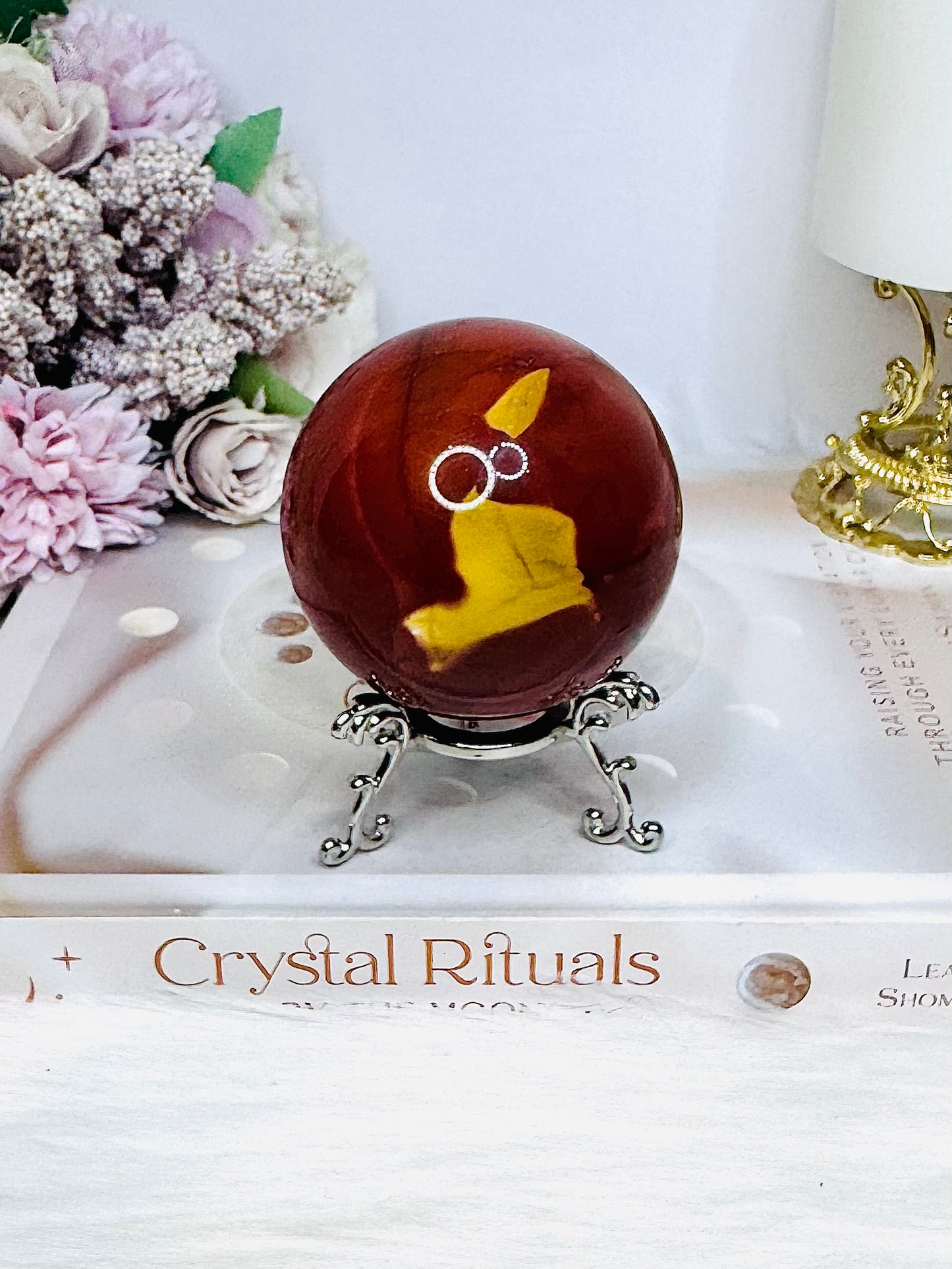 Mookaite Jasper Sphere on Stand 301g