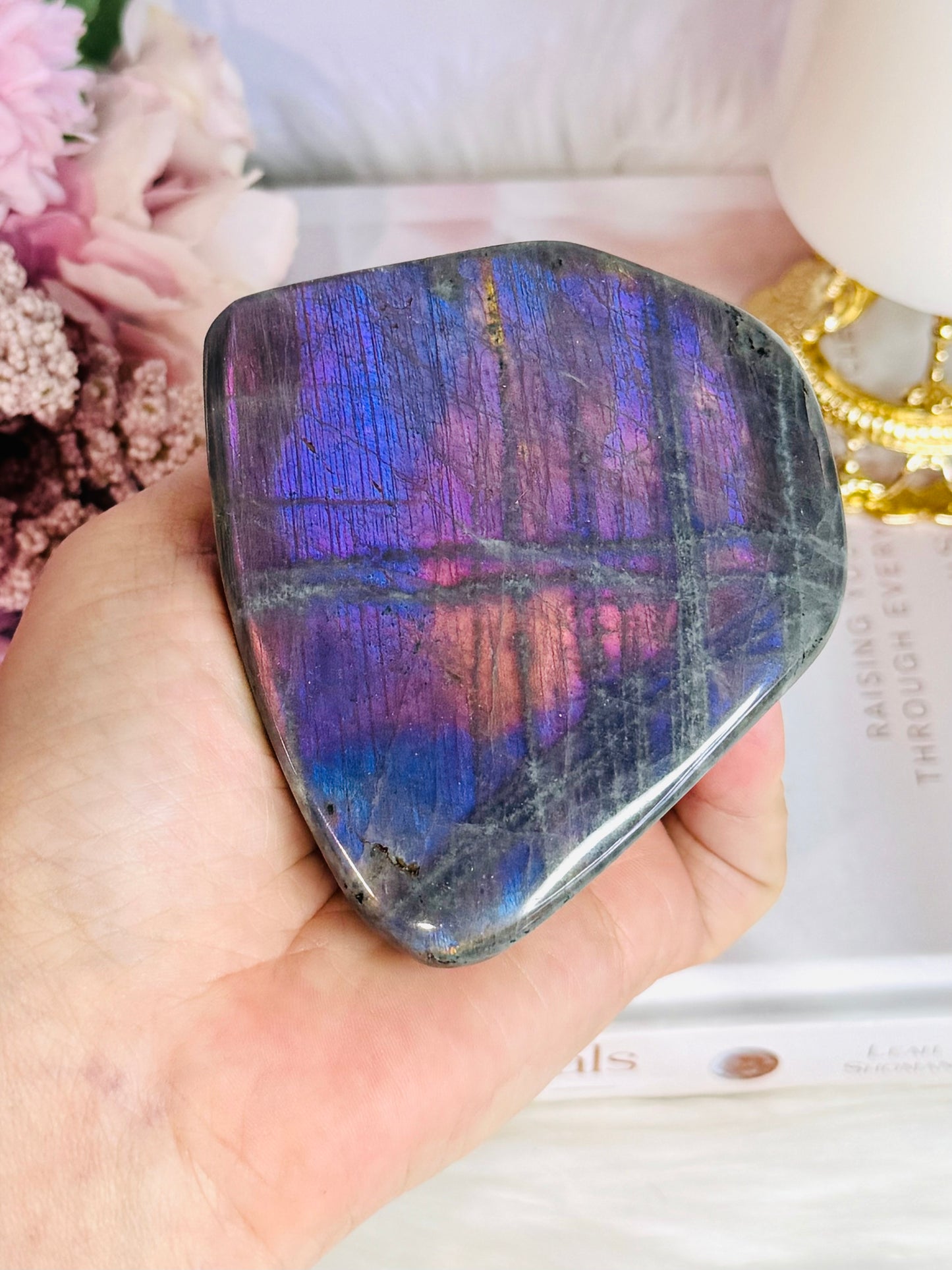 Wow!!! Gorgeous Labradorite Polished Freeform Full of Hot Pink & Purple Flash 372grams