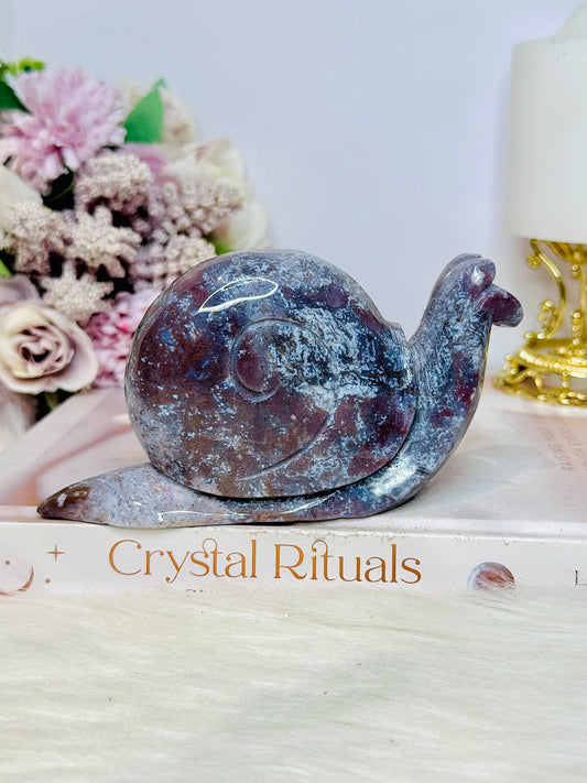 Large Ocean Jasper Carved Snail 13cm 403g