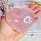 Stunning Large Puffy 10cm Pink Rose Quartz Carved Heart Crystal On Stand