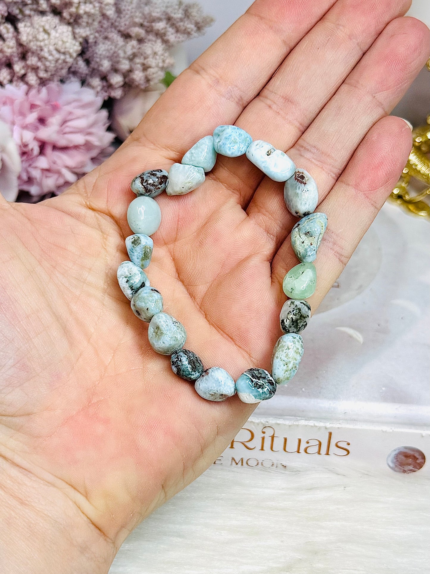 Natural Larimar Bracelet in Gift Bag