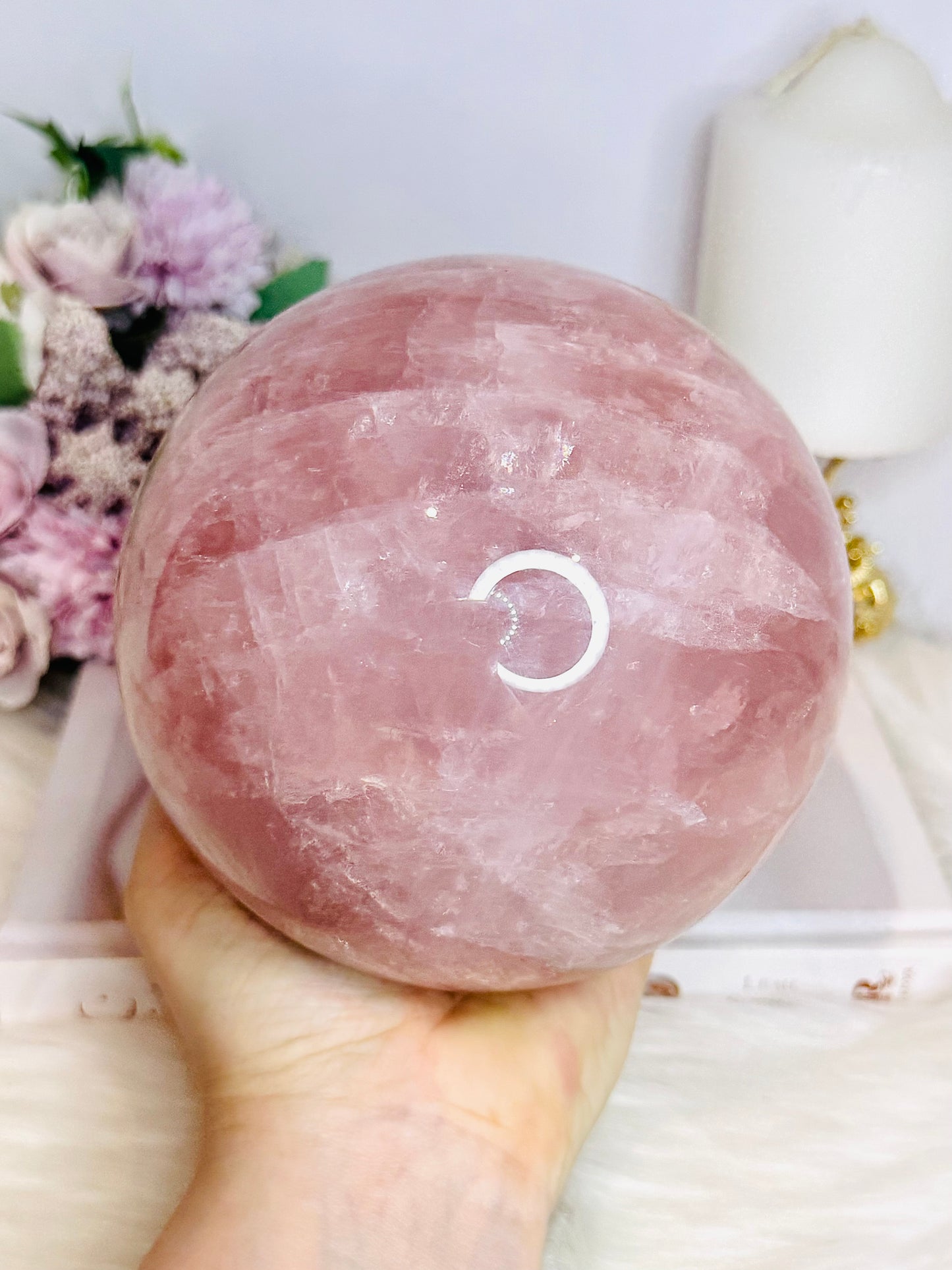 Huge Rose Quartz Sphere 3KG on Stand