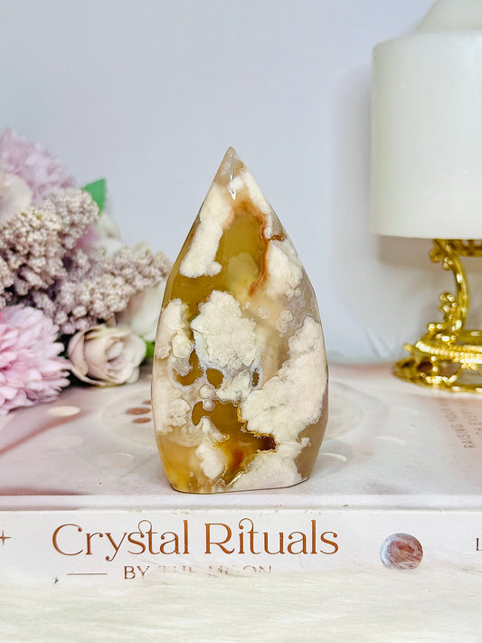 Natural Flower Agate Carved Freeform | Flame 10cm