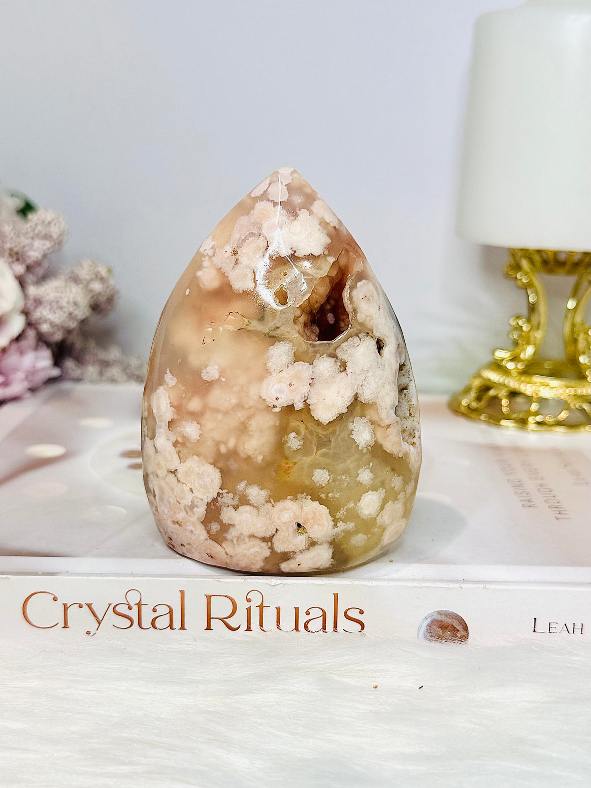 Flower Agate Druzy Flame 9cm 227g