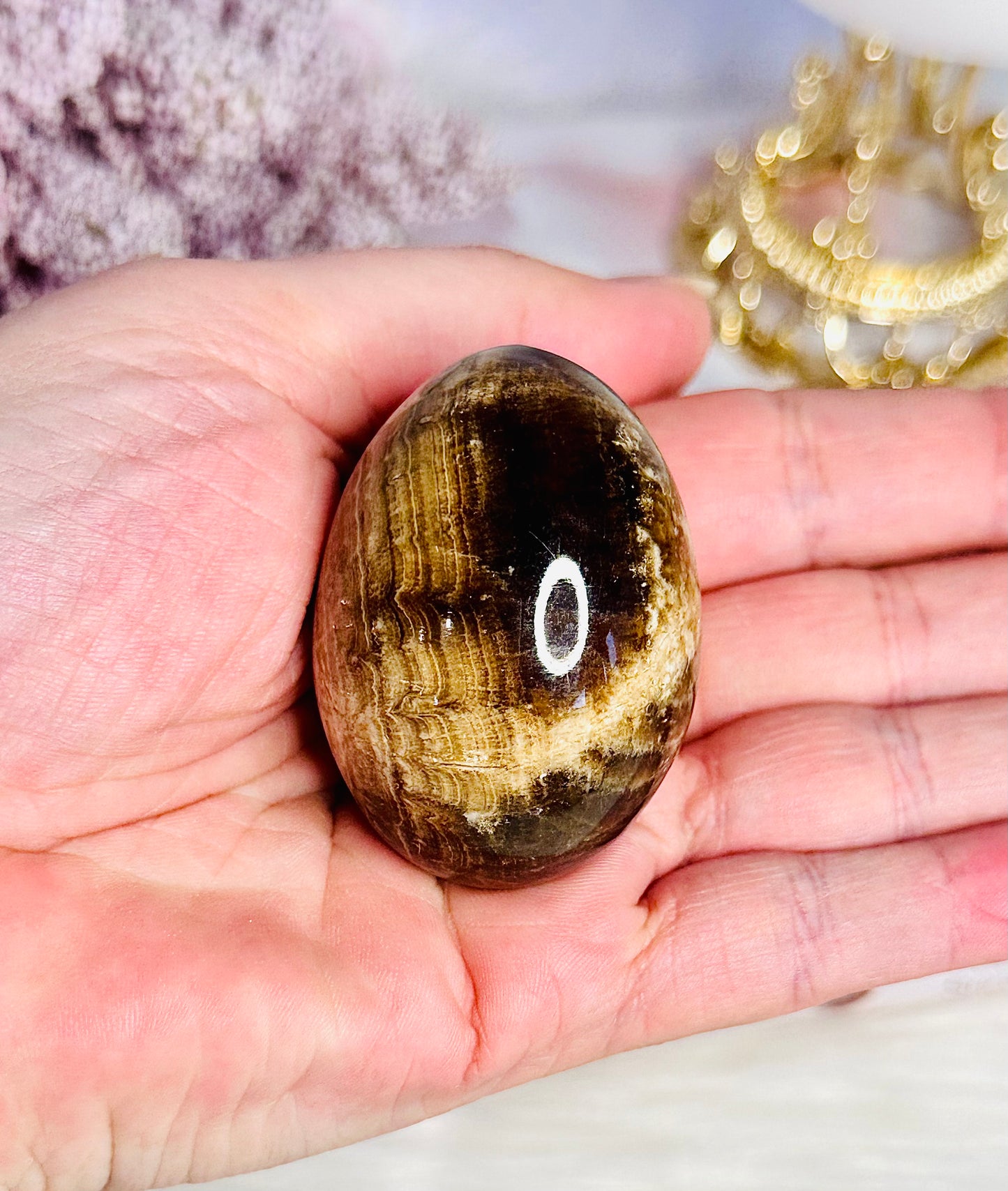 Gorgeous 5cm Chocolate Calcite Egg On Stand