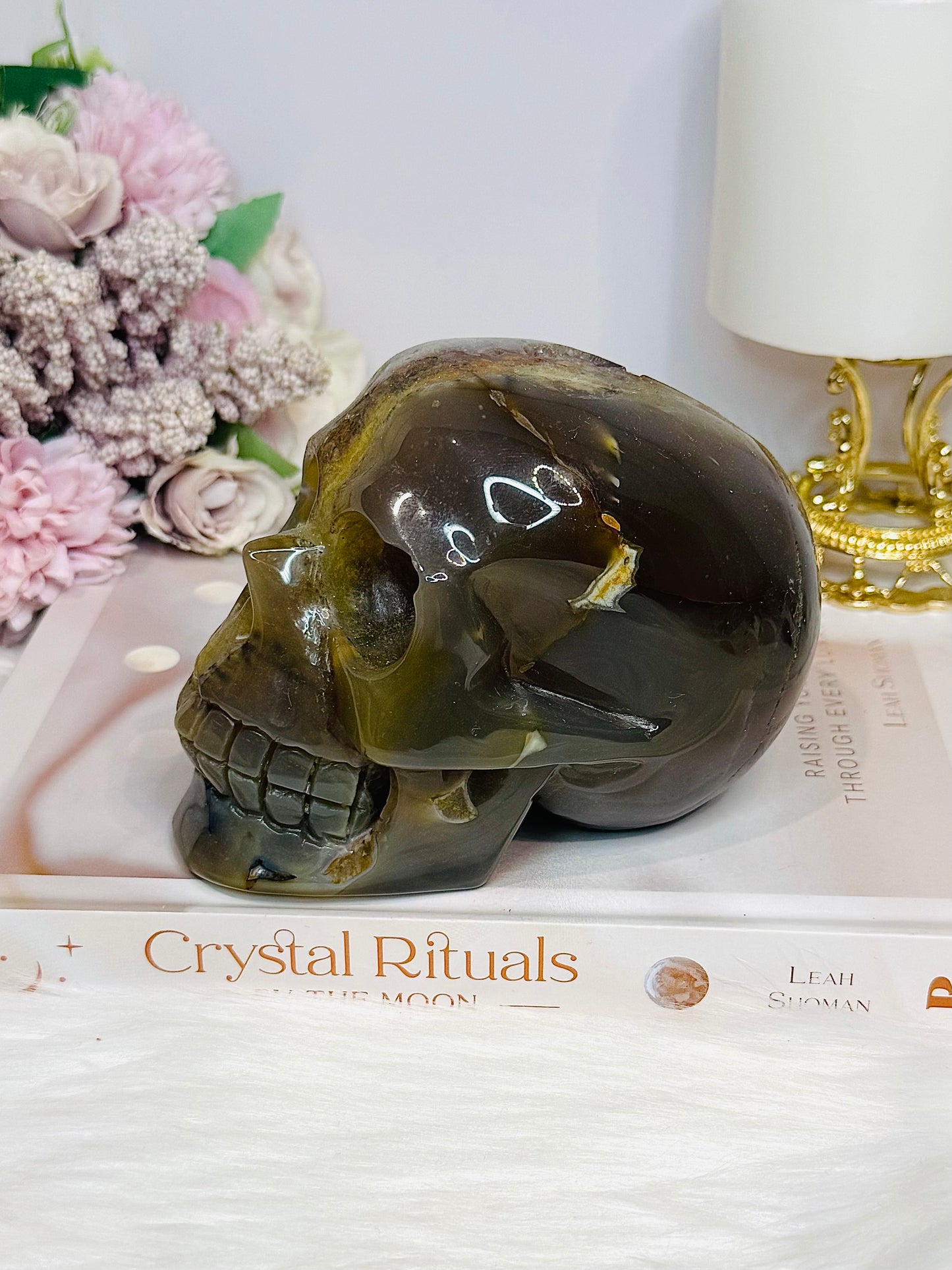 Large Druzy Amethyst X Agate Carved Skull 13cm 1.09KG