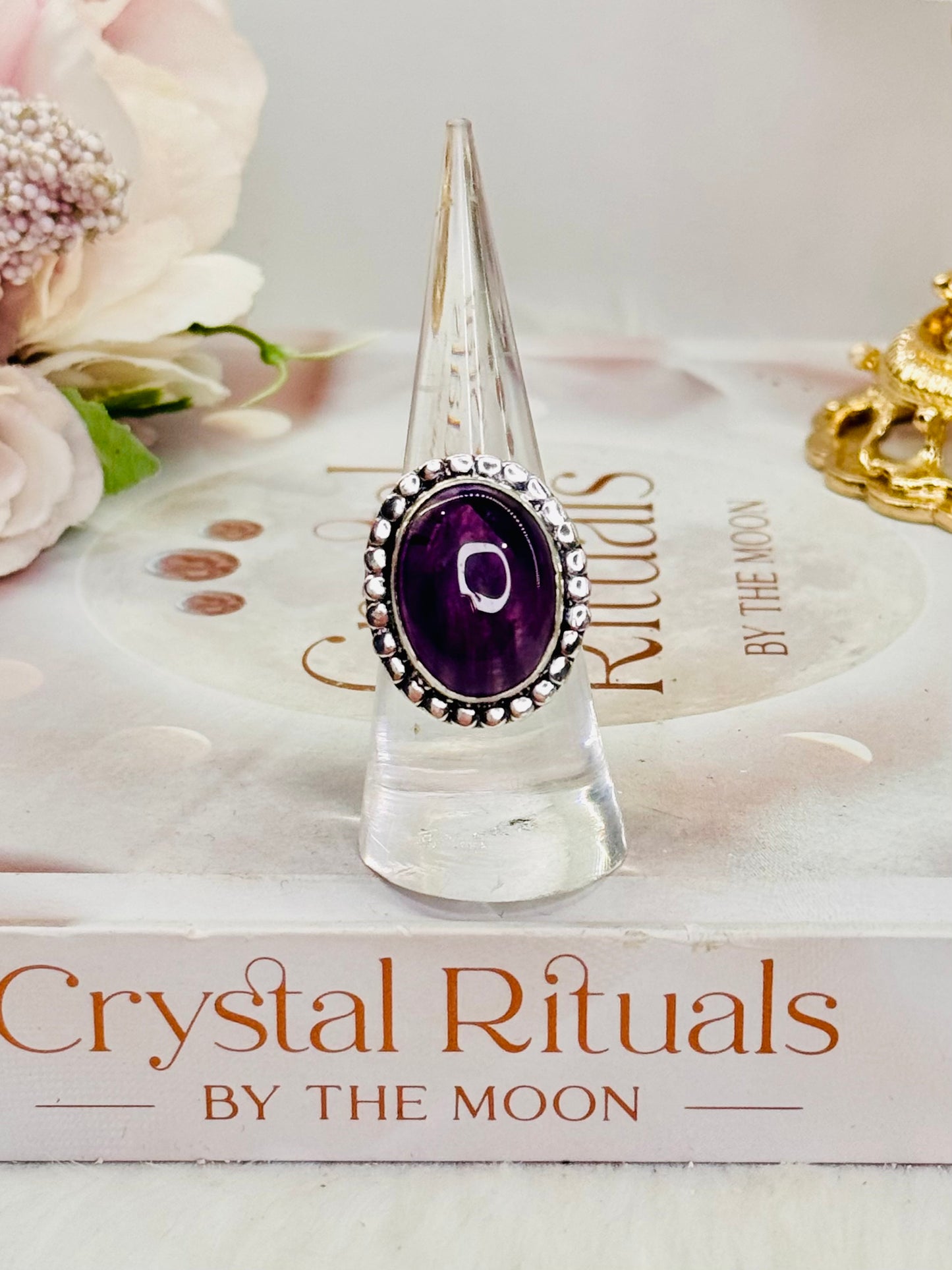 Stunning Amethyst Adjustable Ring In Gift Bag