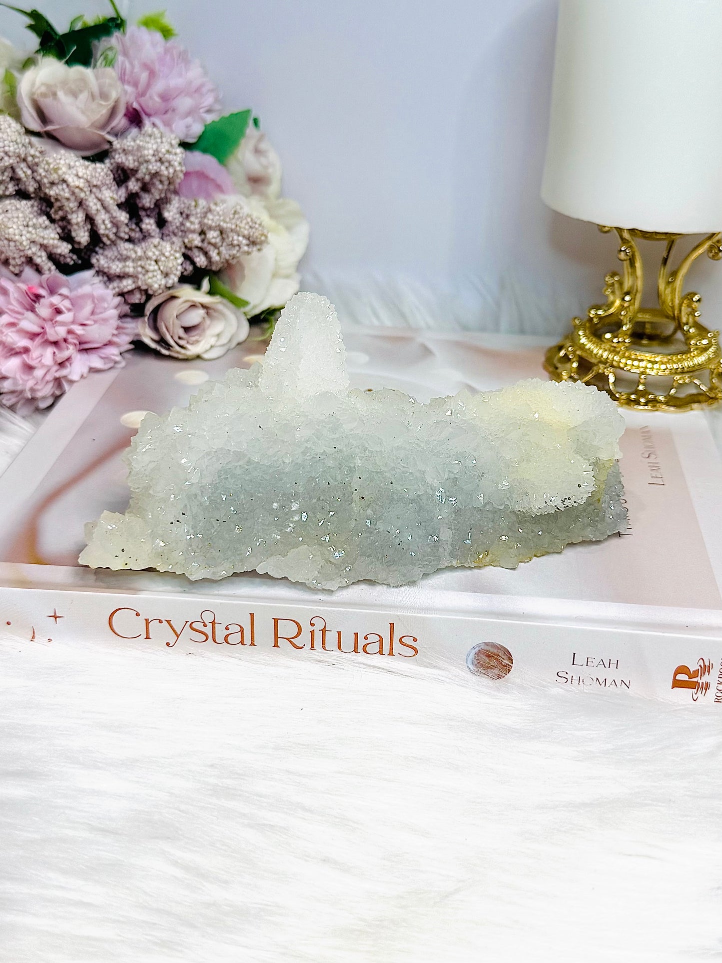 Rare White Apophyllite Crystal Stalactite Formation Specimen 14cm 420g