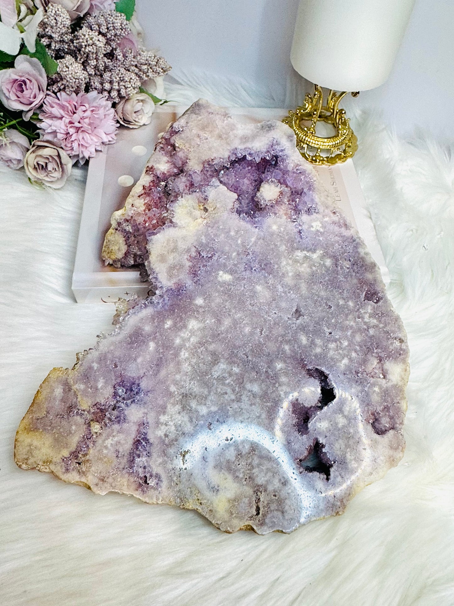 High Grade Pink Amethyst Large Druzy Slab 24.5cm 2.3KG