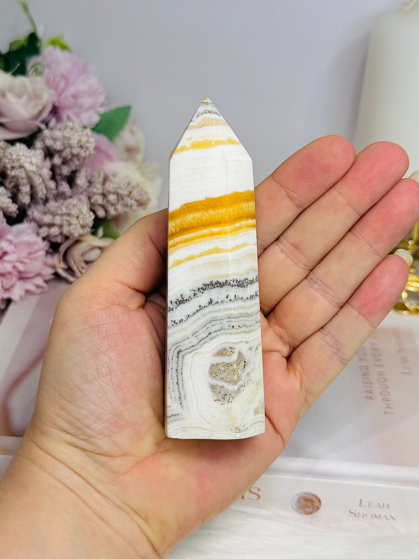 Orange Dentrictic Calcite Tower 11cm