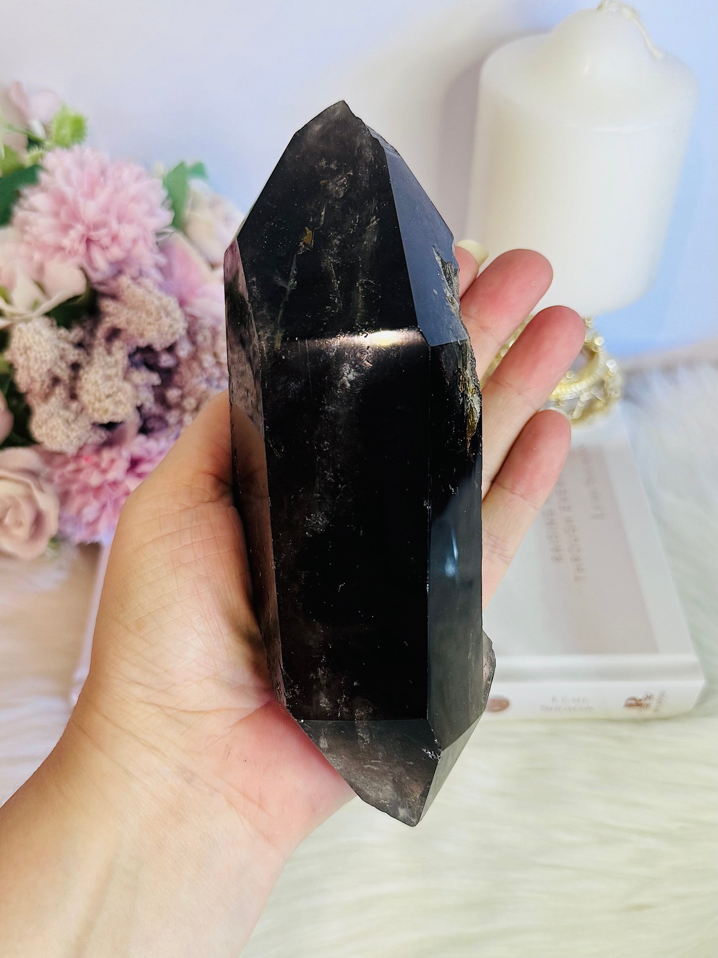 Stunning Large 17.5cm 731gram Smokey Quartz Double Terminated Point