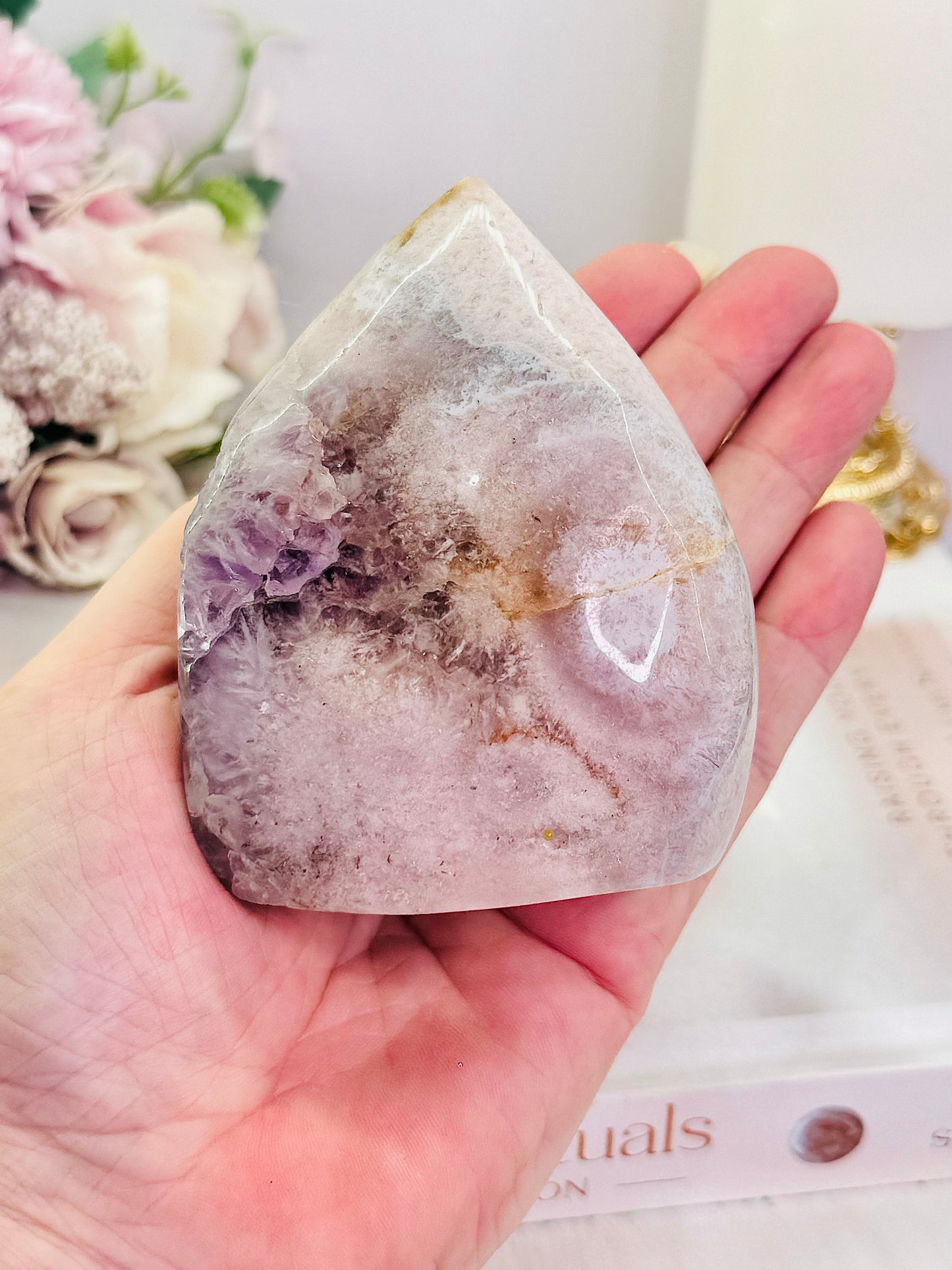 Classy & Fabulous Chunky 319gram Druzy Pink Amethyst Carved Flame | Freeform From Brazil