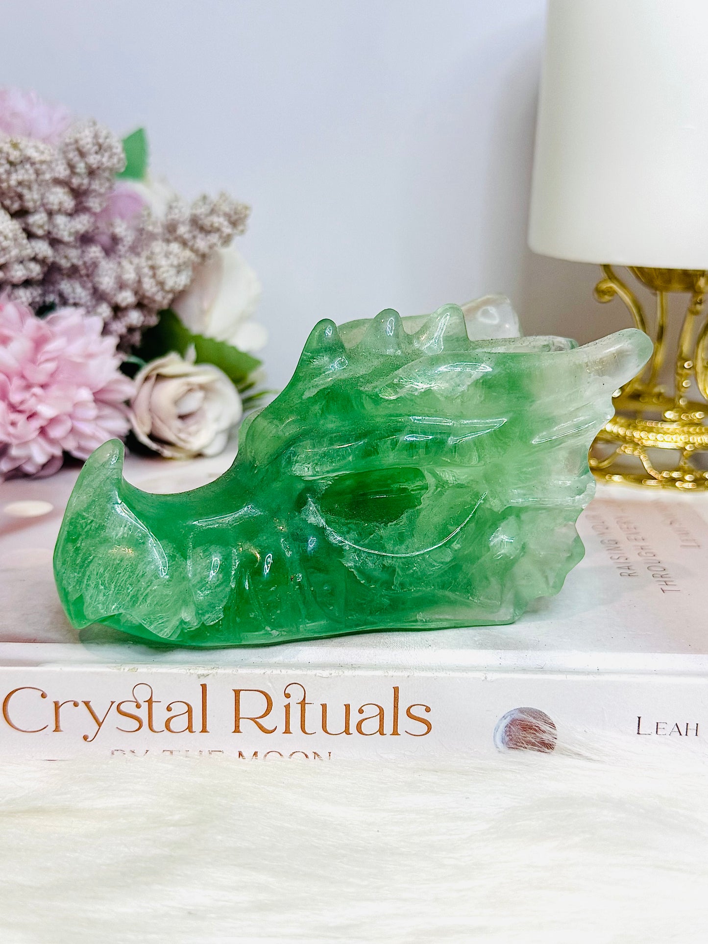 Green Fluorite Carved Dragon 11cm 464g