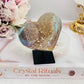 Stunning Angel Aura Druzy Agate Carved Heart on Stand 8cm