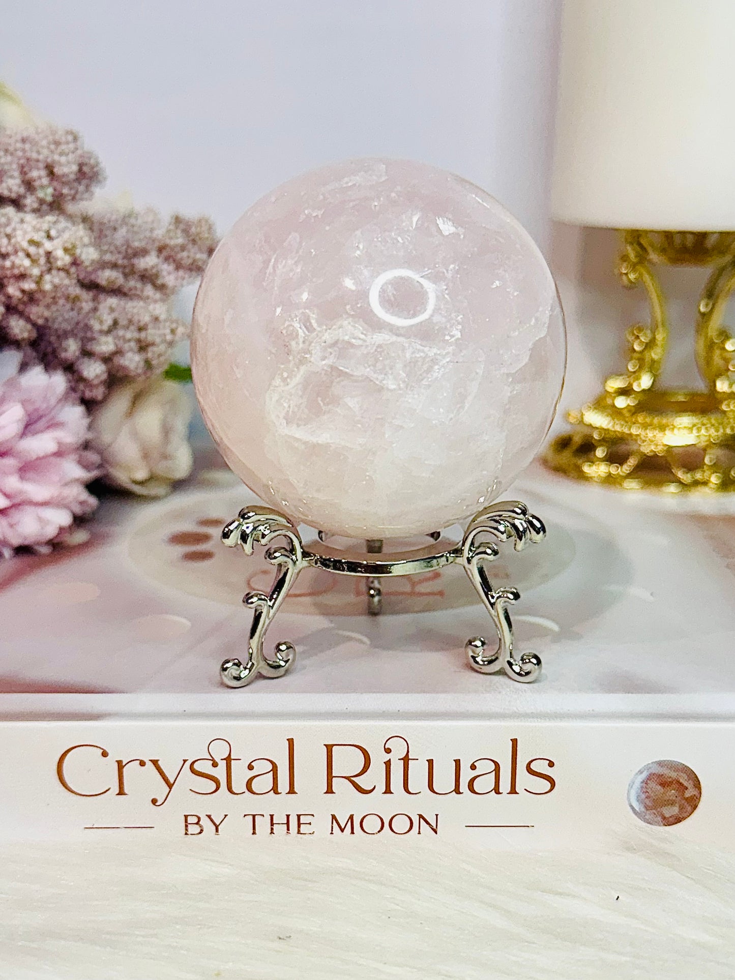 Natural Rose Quartz Sphere On Stand 302grams