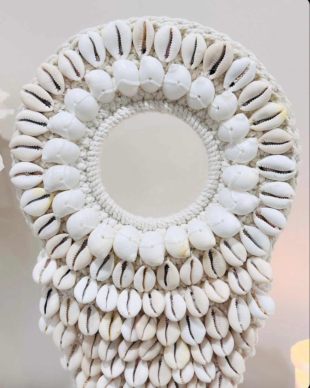 Beauty Large White Coastal Shell Necklace On Stand 46cm x 22cm