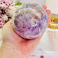 CLASSY!!! FABULOUS!!! MAGICAL!!!
Incredible High Grade Deep Purple Amethyst X Flower Agate Hybrid Sphere 772grams On Silver Stand