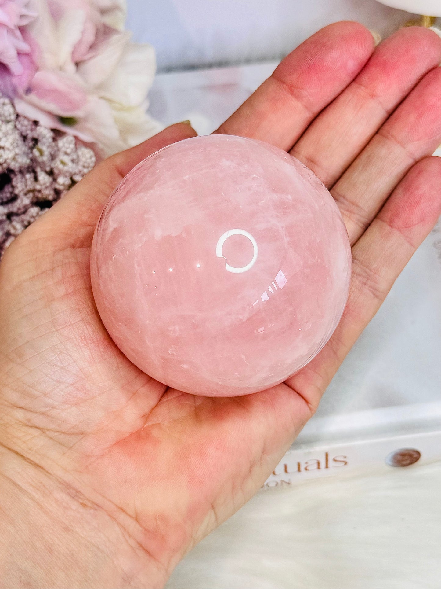 Beautiful Large 372gram Rose Quartz Sphere On Stand