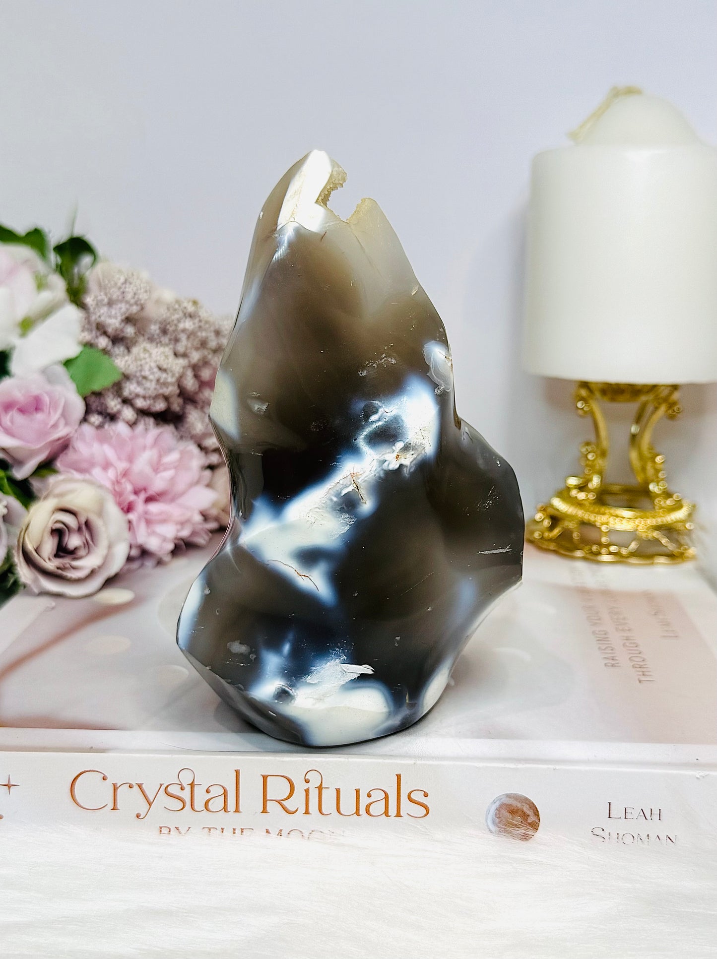 Large Orca Agate Druzy Flame 14cm 572g