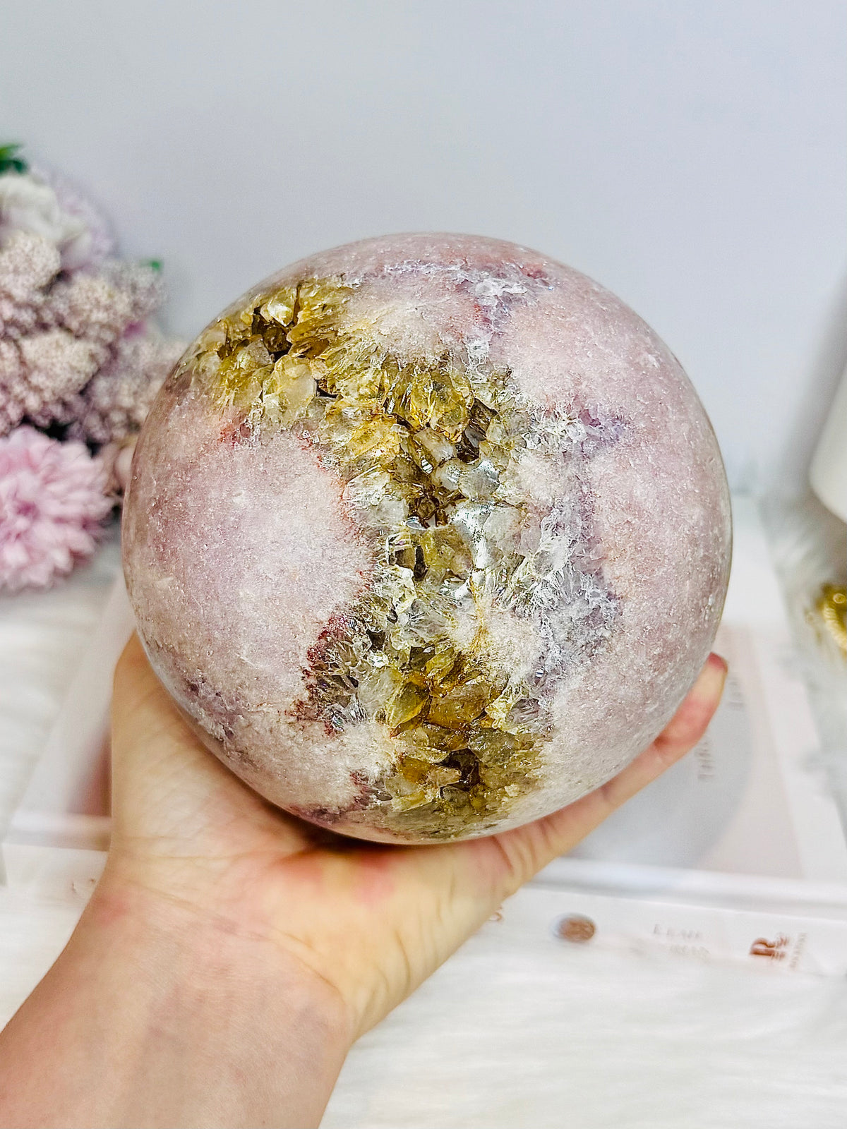 A Collectors Piece ~ Huge Druzy Pink Amethyst High Grade Sphere On Stand 2.7KG 12cm
