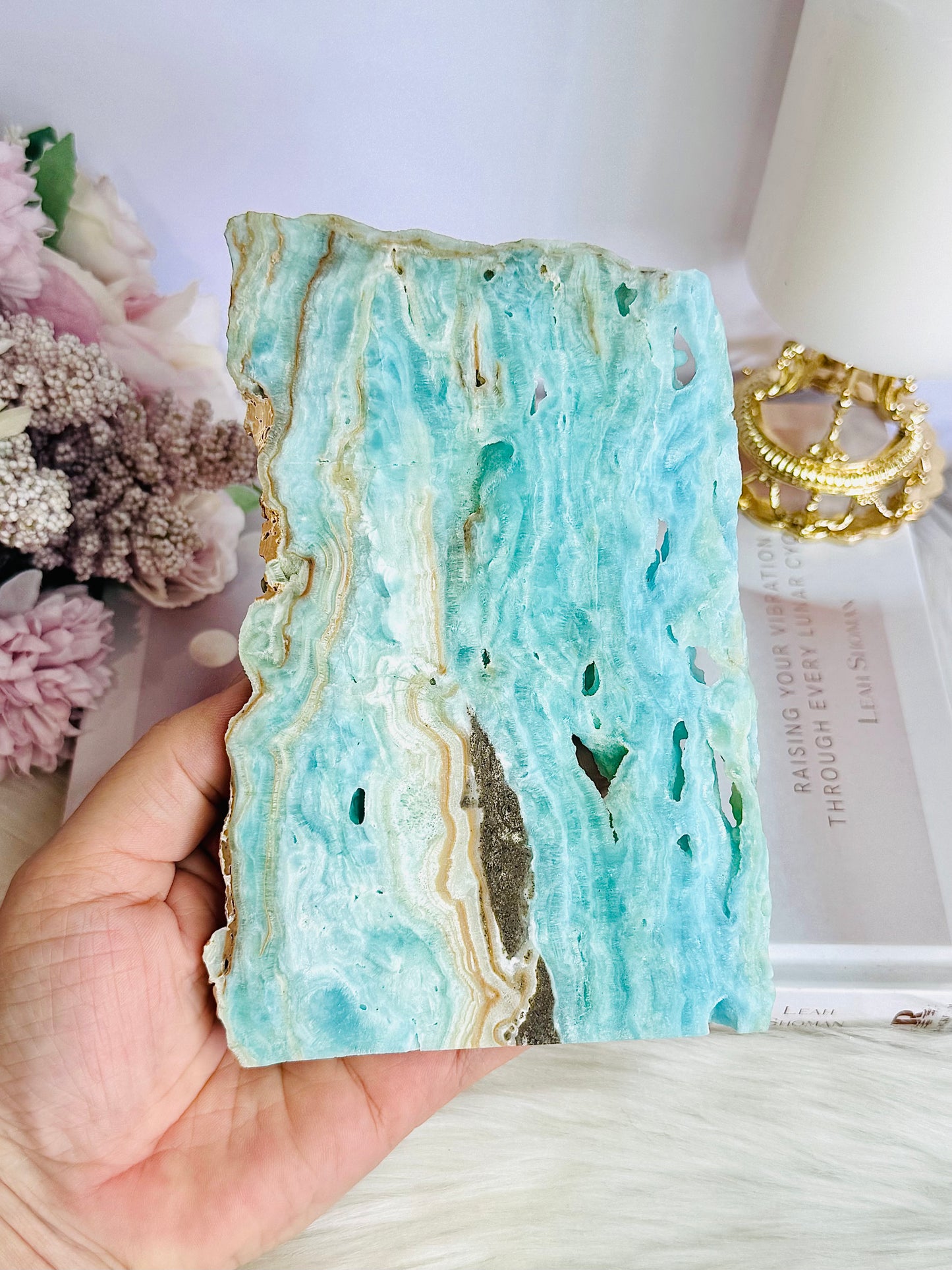 High Grade Incredible 15.5cm x 11cm Natural Blue Aragonite Slab