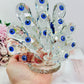 For Protection ~ Exquisite Large 15cm Glass Evil Eye Peacock Figurine combining elegance and mystique