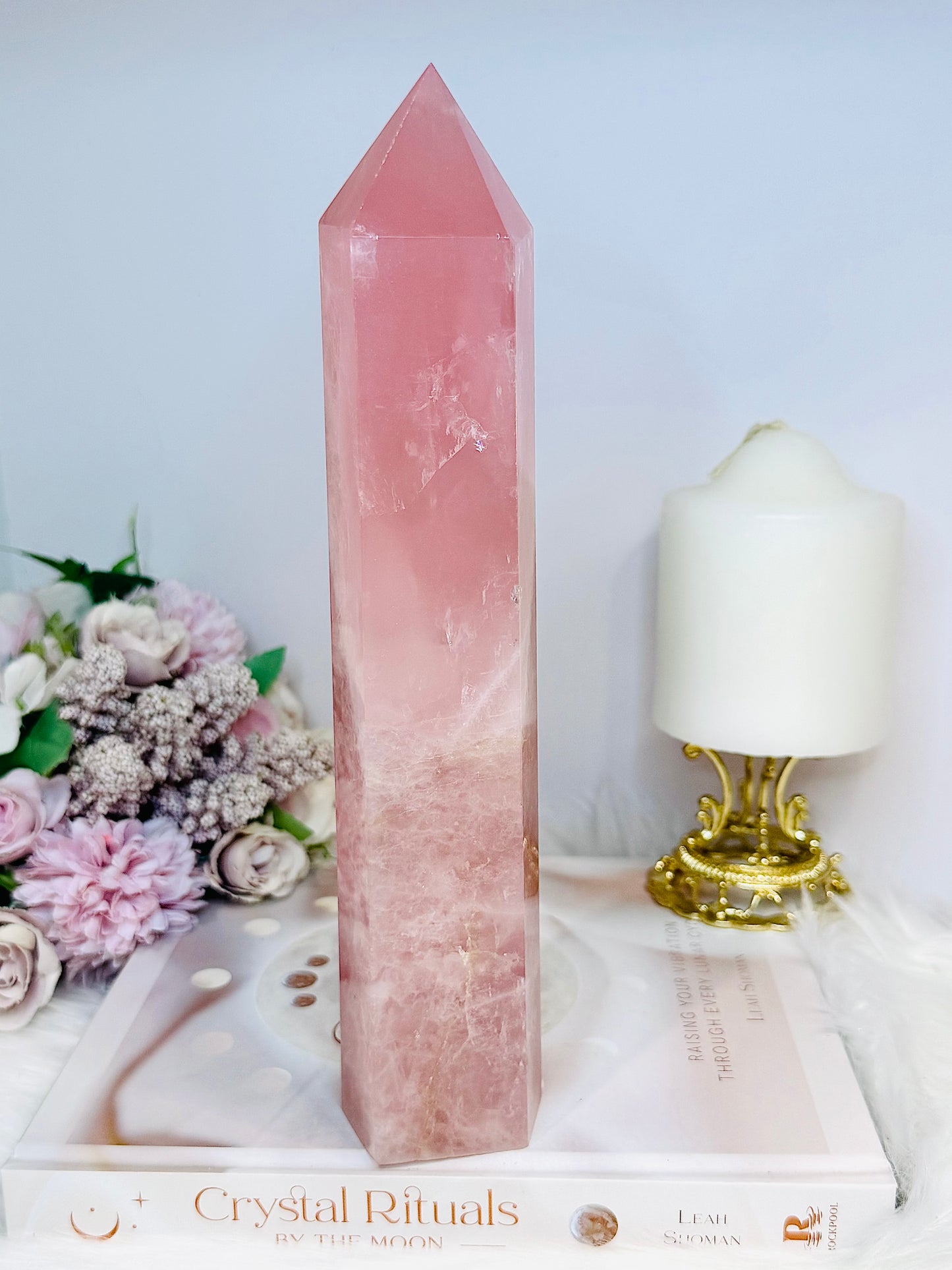 Large High Grade Rose Quartz Tower 25cm 1.08KG