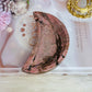 Chunky Large Rhodonite Carved Moon Bowl 12cm 559grams