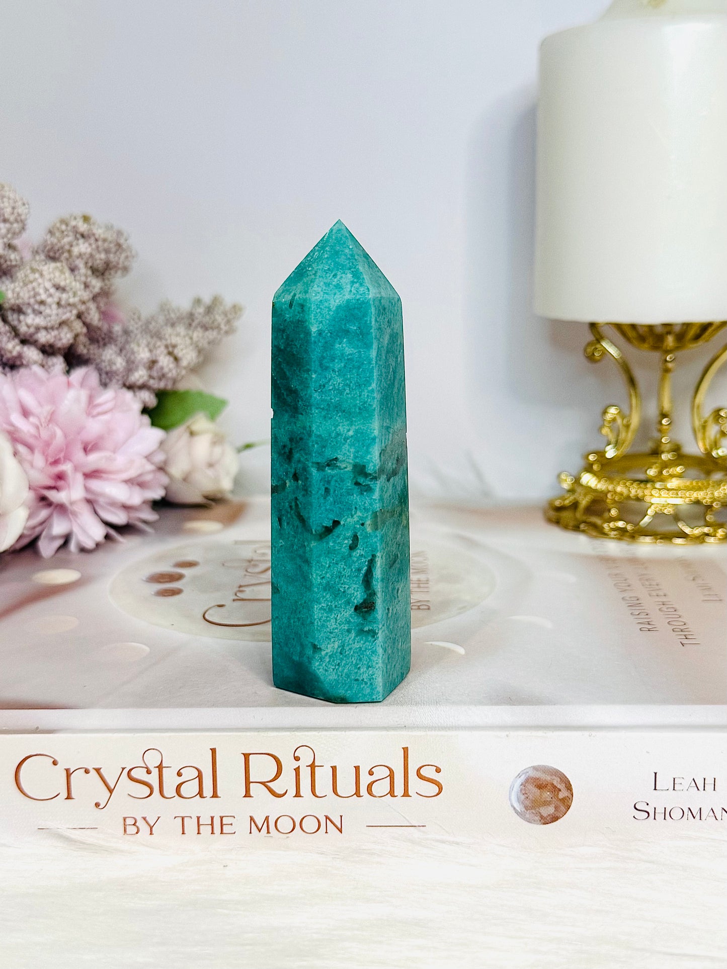 High Grade Amazonite with Smokey Quartz Tower 9cm