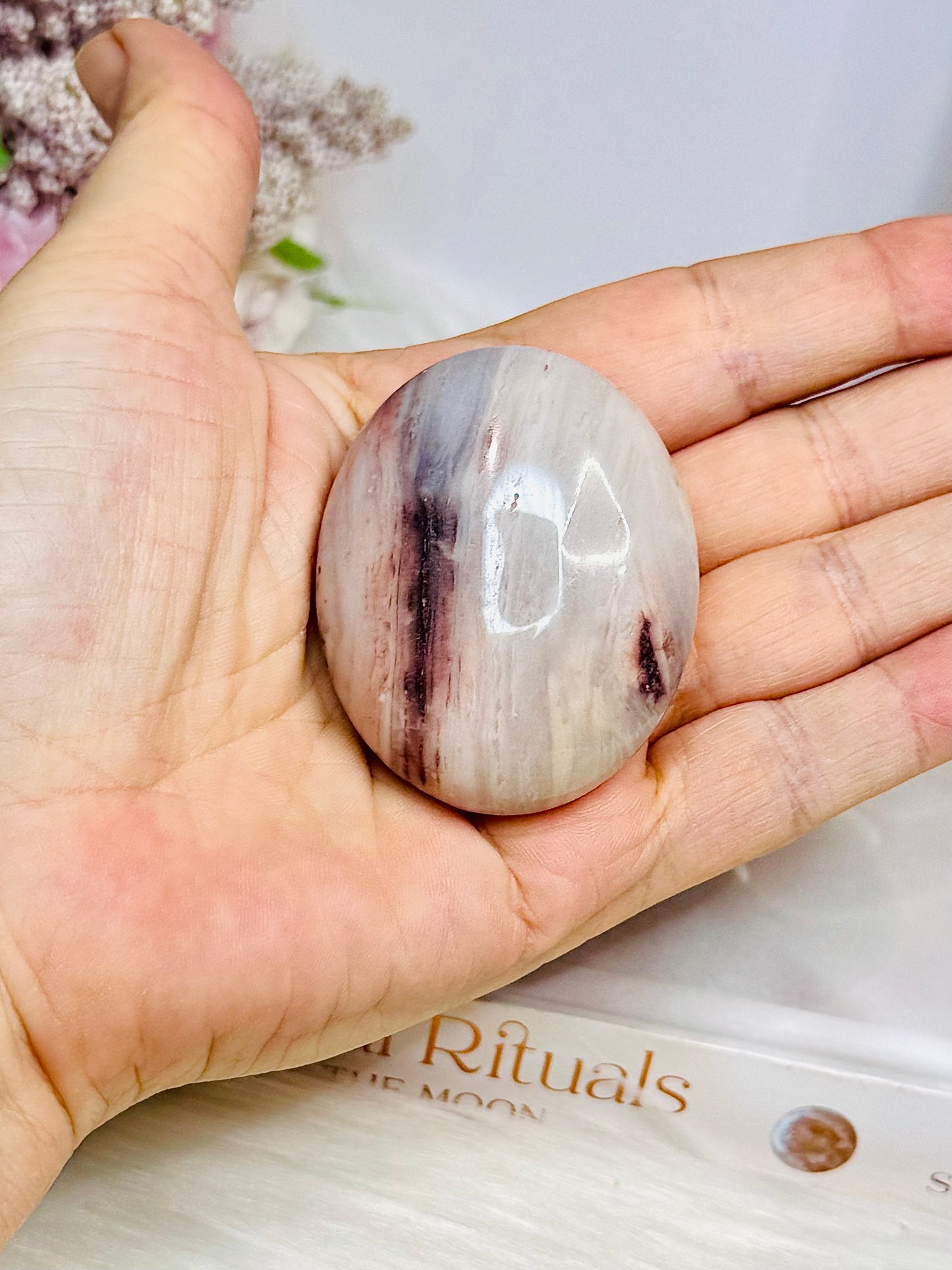 Pink Aragonite Palm Stone