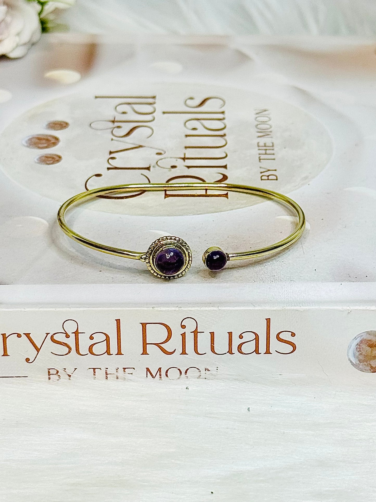 Amethyst Brass Bangle