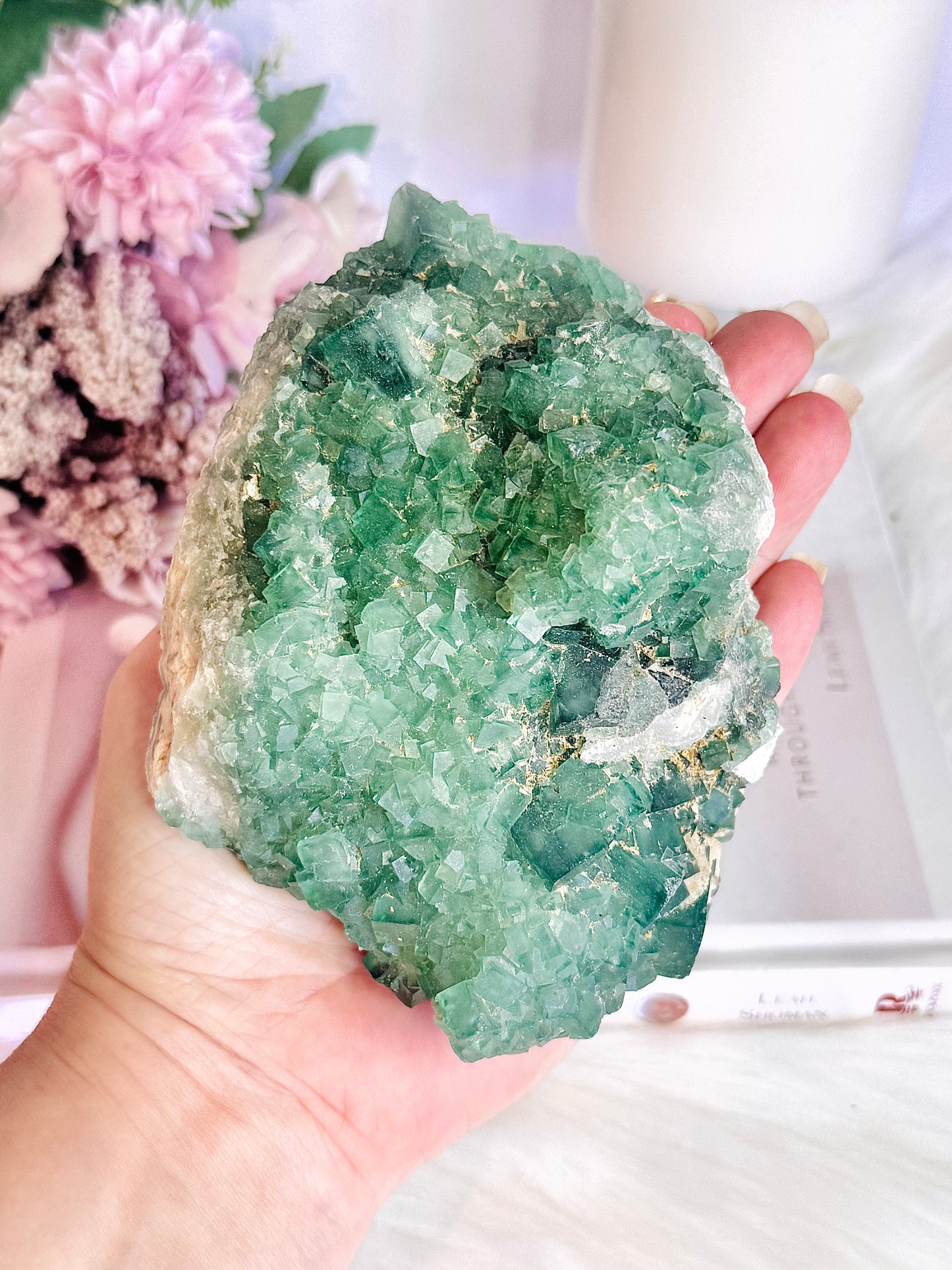 Natural Large Chunky 14cm 867gram Green Cubed Fluorite Specimen