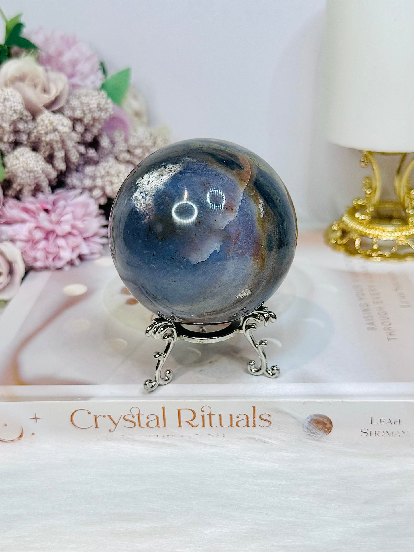 Ocean Jasper Sphere on Stand 443g