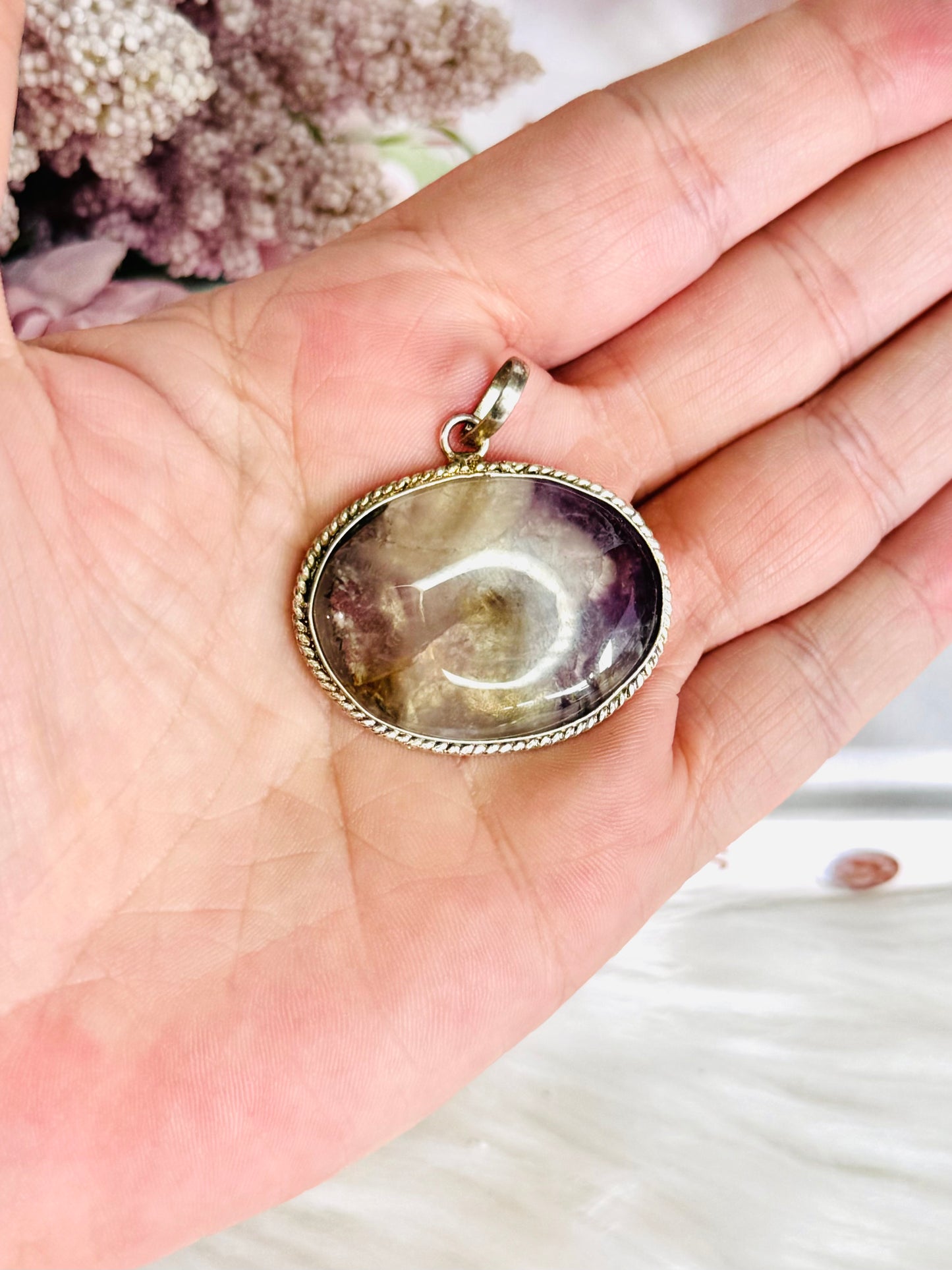 Pretty Amethyst Silver Plated Pendant In Gift Bag