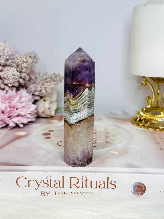 Amethyst X Mexican Agate Tower 10cm